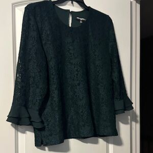 Karl Lagerfeld Dark Green Lace Blouse